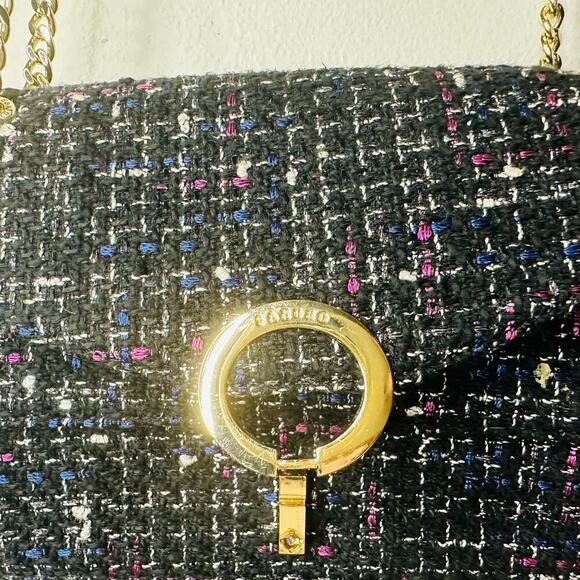 SANDRO Gold Tone Hardware Small Multicolored Tweed Shoulder Bag Chain Purse - Picture 7 of 16
